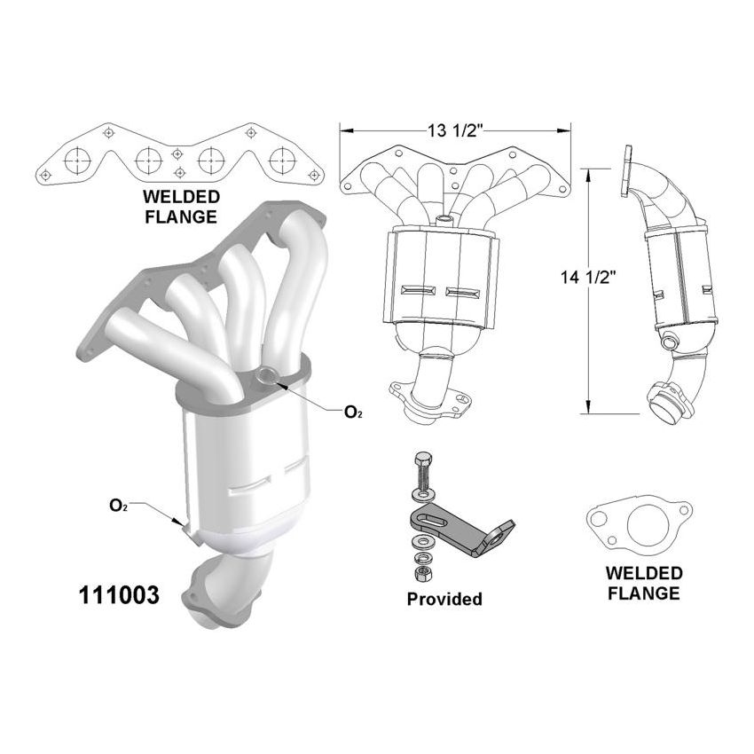 OEM Industries 111003 EXHAUST MANIFOLD WITH INTEGRATED CATALYTIC CONVERTER
