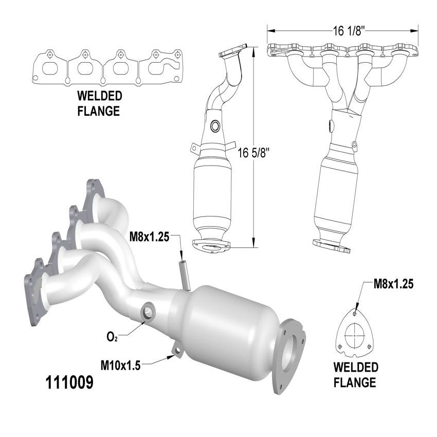 OEM Industries 111009 EXHAUST MANIFOLD WITH INTEGRATED CATALYTIC CONVERTER