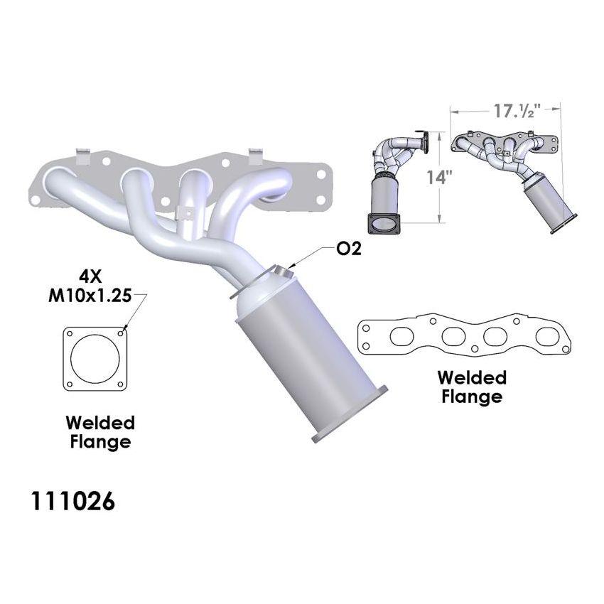 OEM Industries 111026 EXHAUST MANIFOLD WITH INTEGRATED CATALYTIC CONVERTER