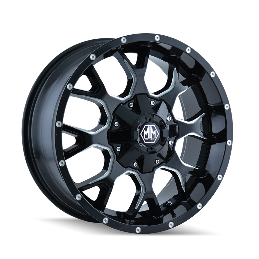 Mayhem 8015 Warrior 17x9 / 5x127 BP / -12mm Offset / 87mm Hub Black w/ Milled Spokes Wheel