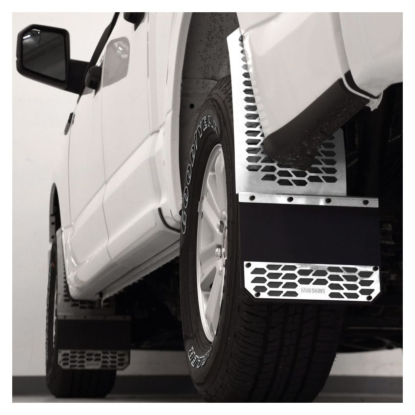 Putco 78050 11-16 Ford SuperDuty - Set of 2 (Excl Dually Rear) Mud Skins - Polished SS w/ Hex Shield