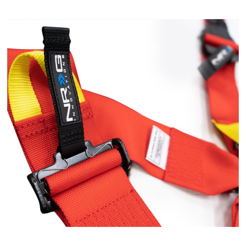NRG SBH-HRS6PCRD FIA 6pt 2in. Shoulder Belt for HANS Device/ Rotary Cam Lock Buckle/ 3in. Waist Belt - Red