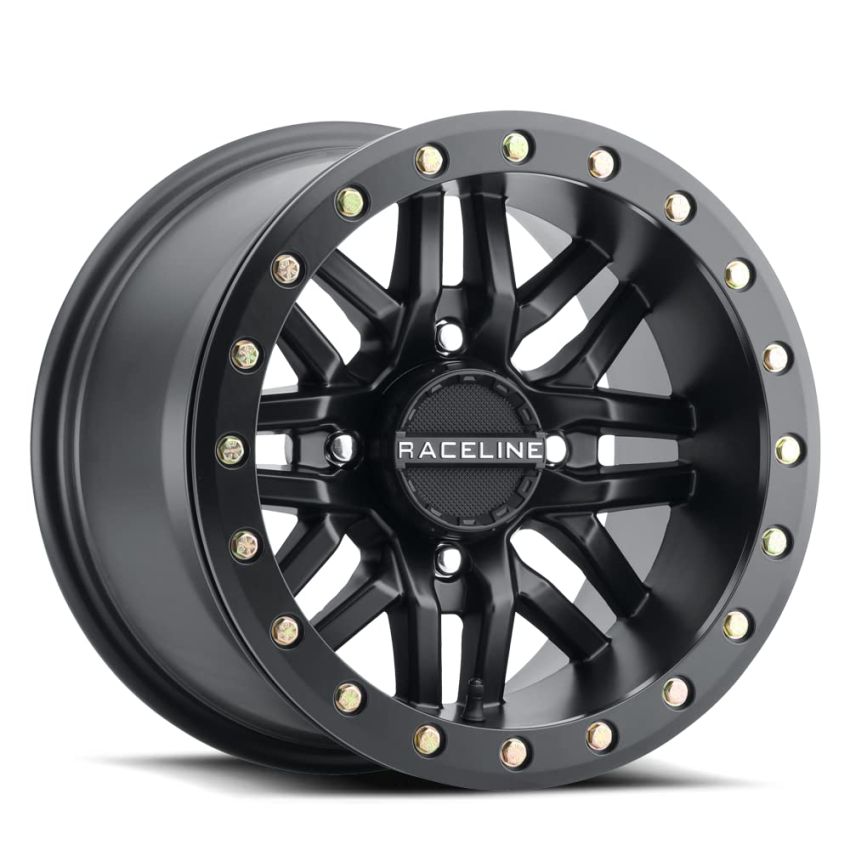 Raceline A91B Ryno 14x7in / 4x156 BP / 10mm Offset / 132.5mm Bore - Satin Black Beadlock Wheel