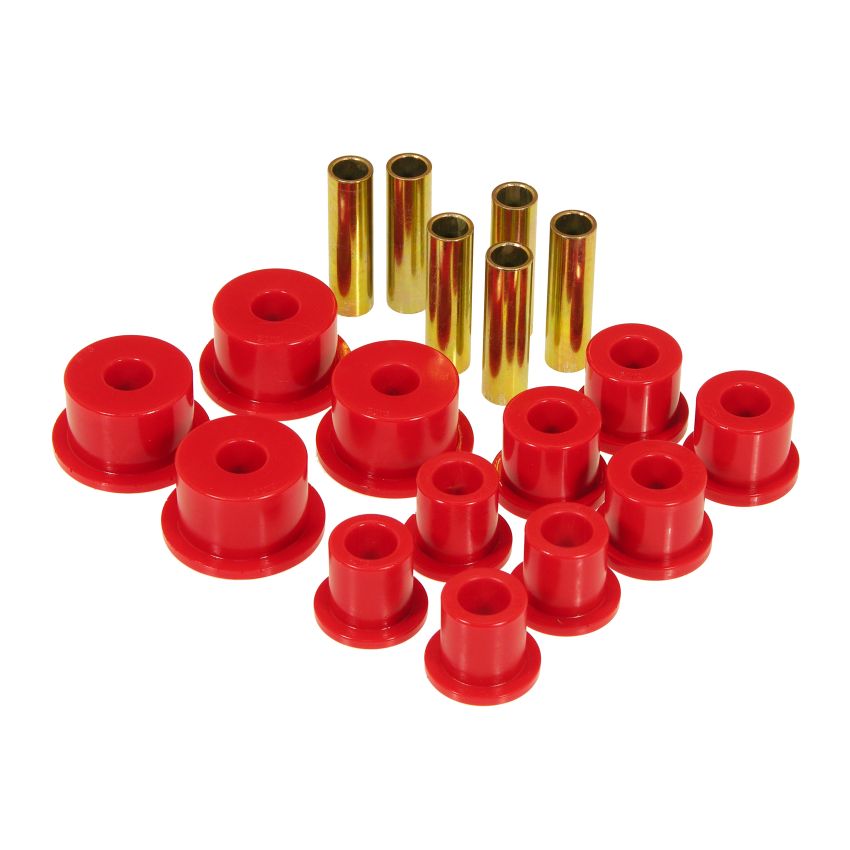 Prothane 1-1014 74-91 Jeep Cherokee Front Spring & Shackle Bushings (w/ 2in OD Main Eye) - Red