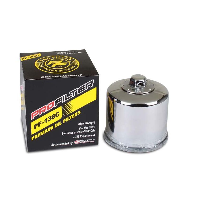 ProFilter PF-138C Aprilia/Arctic Cat/Kawasaki/Suzuki Spin-On/Chrome/Various Performance Oil Filter
