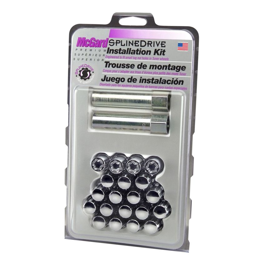 McGard SplineDrive Tuner 5 Lug Install Kit w/Locks & Tool (Cone) M12x1.5 / 13/16 Hex - Chrome (CS)