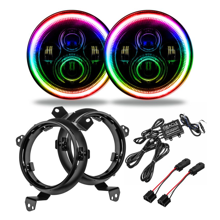 Oracle Lighting 5769J-332 Wrangler JL/Gladiator JT 7in. High Powered LED Headlights-Dynamic ColorSHIFT