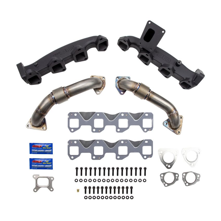 Wehrli WCF100226 17-24 Chevrolet Duramax Billet Exhaust Manifold & Stainless Up Pipe Kit w/ Gaskets & Hardware