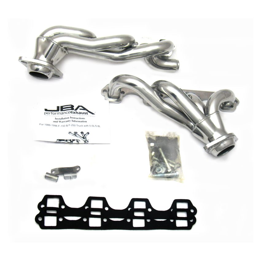 JBA 87-96 Ford F-150 5.8L SBF 1-5/8in Primary Silver Ctd Cat4Ward Header