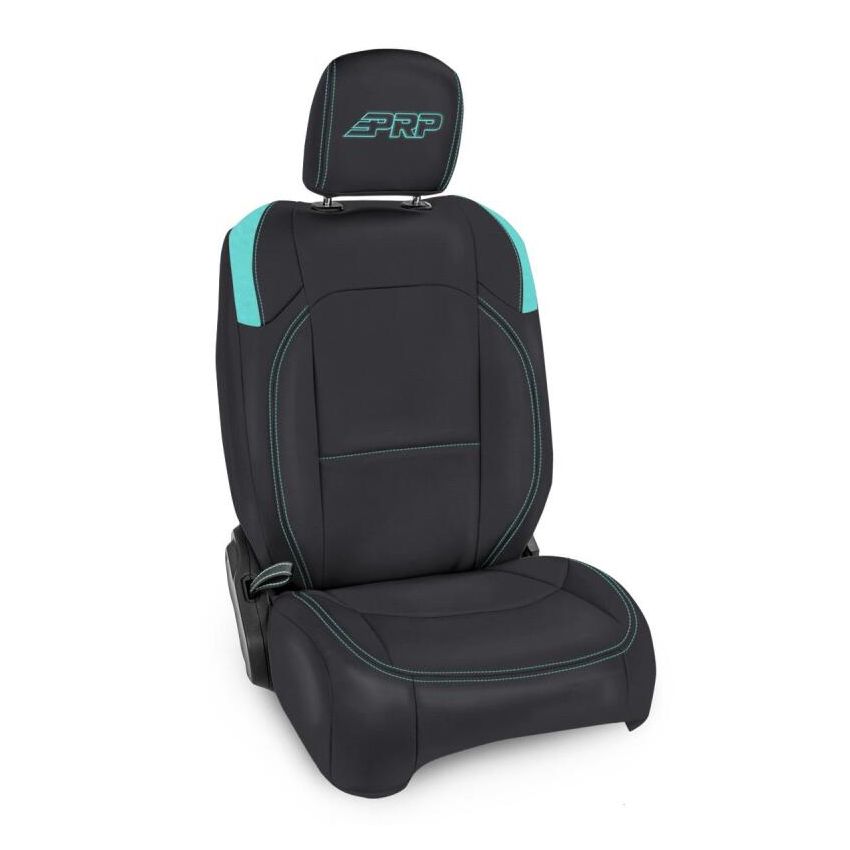 PRP Seats B037-09 PRP Jeep Wrangler JL Front Seat Covers - 2 door- with Pocket Back (Pair) - Black/Teal