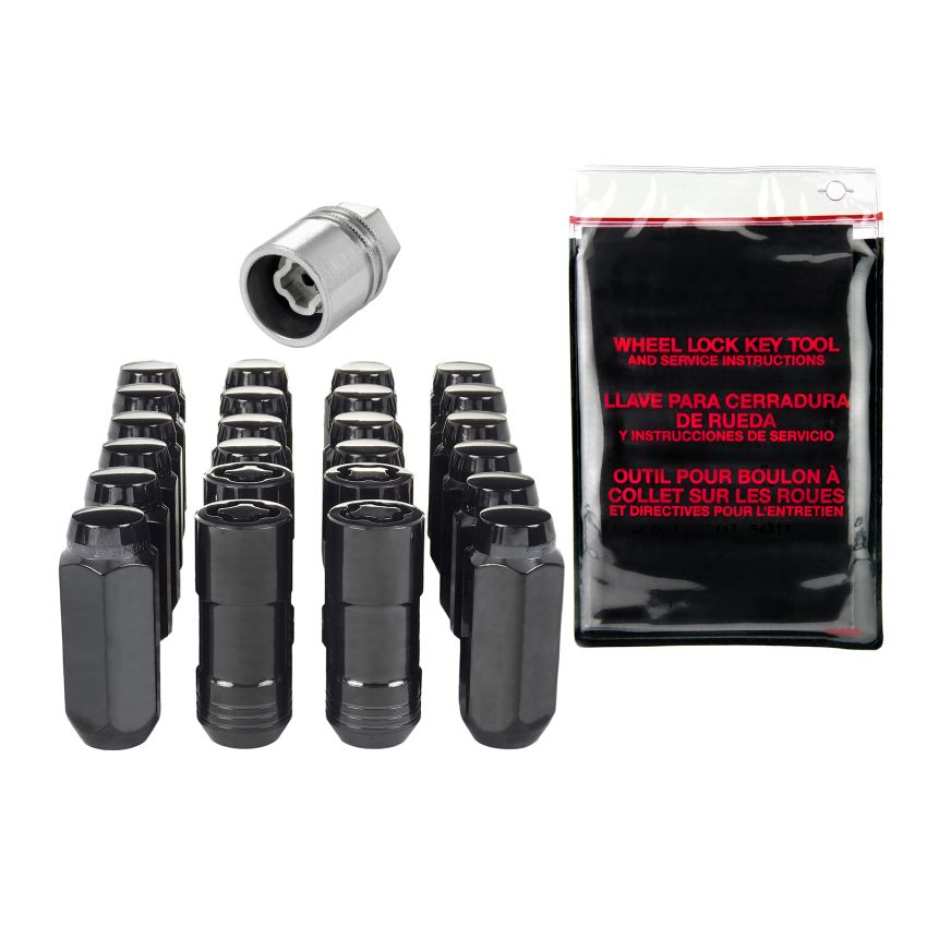 McGard 6 Lug Hex Install Kit w/Locks (Cone Seat Nut) M14X2.0 / 13/16 Hex / 2.25in. Length - Black