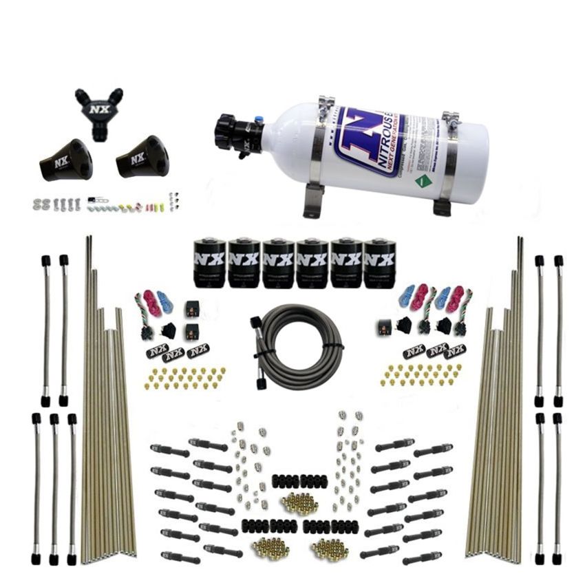 Nitrous Express 93206-05 8 CYL DRY DIRECT PORT, THREE STAGE, 6 SOLENOIDS, WITH 5LB BOTTLE (200-600HP)