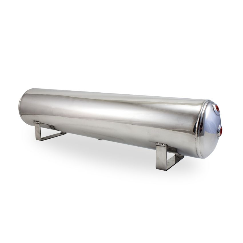 Air Lift 12955 4 Gal Alum Tank - (2) 1/4in (2) 3/8in End & 1/4in Drain - 30in L X 6in D - Polished