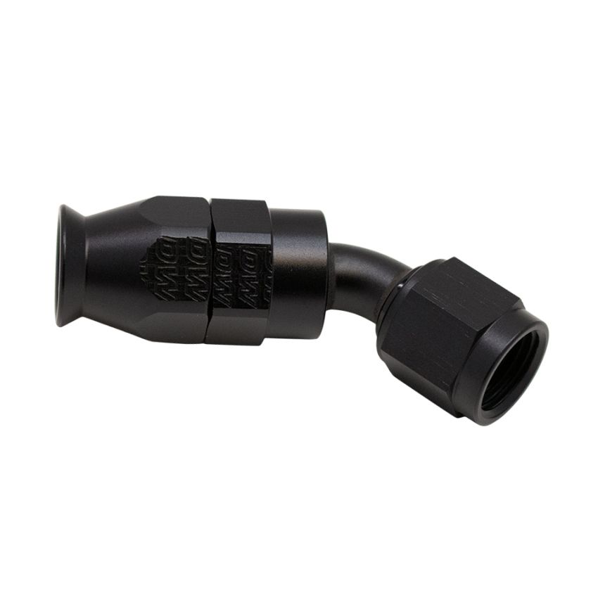 DeatschWerks 6AN Female Swivel 45-Degree Hose End PTFE (Incl 1 Olive Insert) - Anodized Matte Black