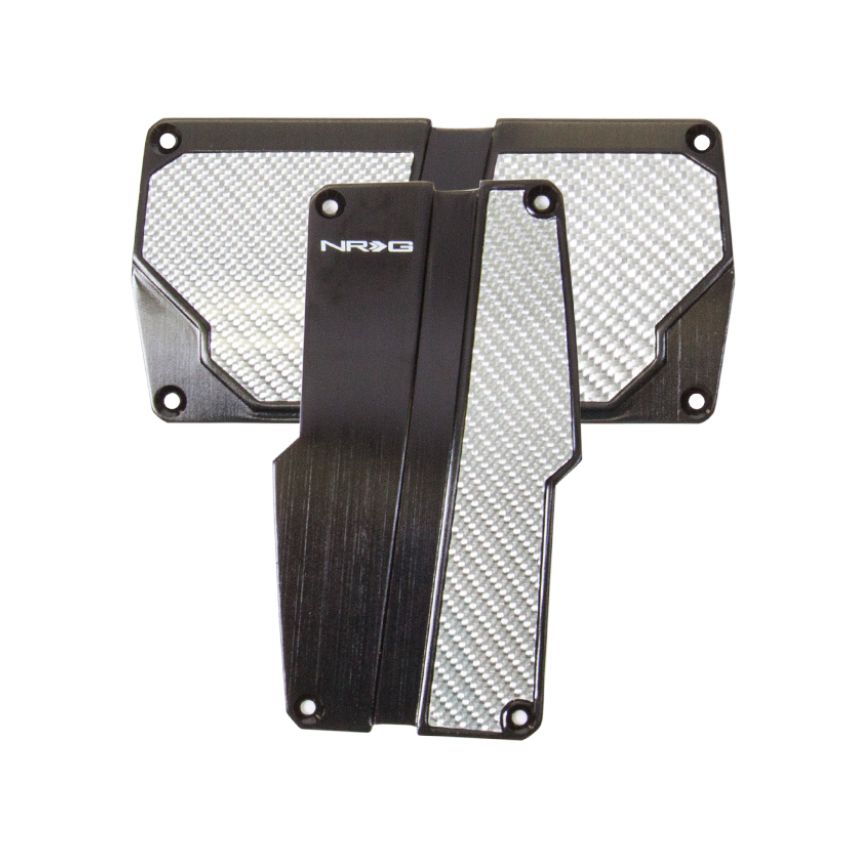 NRG Brushed Aluminum Sport Pedal A/T - Black w/Silver Carbon