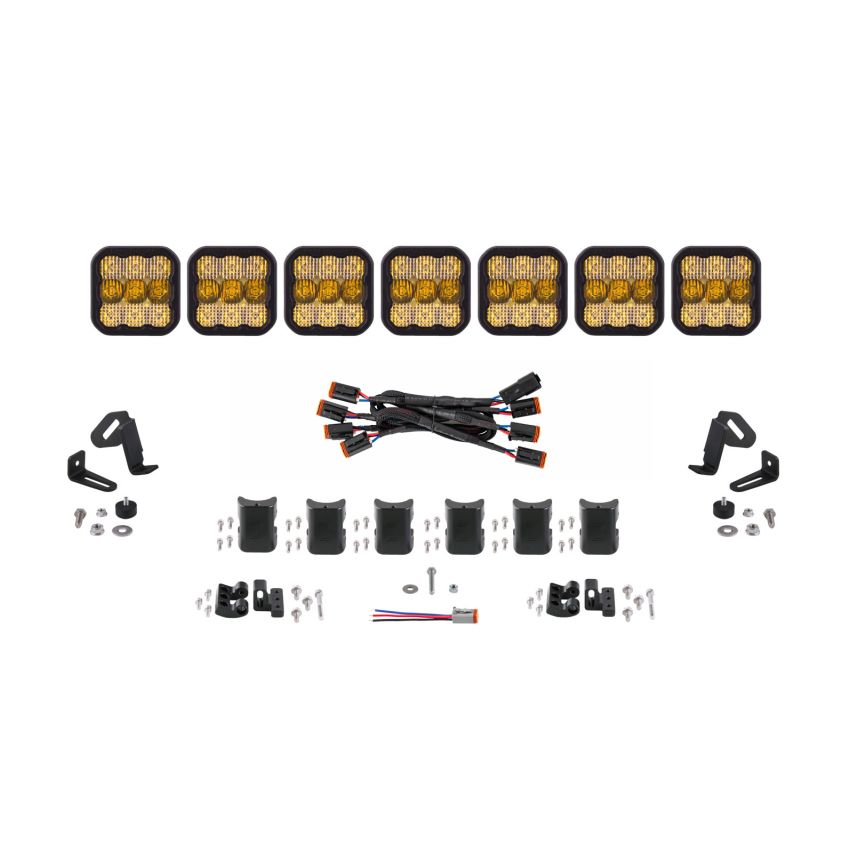 Diode Dynamics DD6801 SS5 Sport Universal CrossLink 7-Pod Lightbar - Yellow Combo