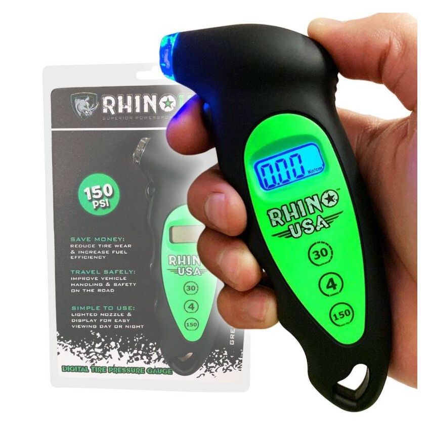 Rhino USA RGAUGE-DIGITAL Digital Tire Pressure Gauge 150 Psi (Green)