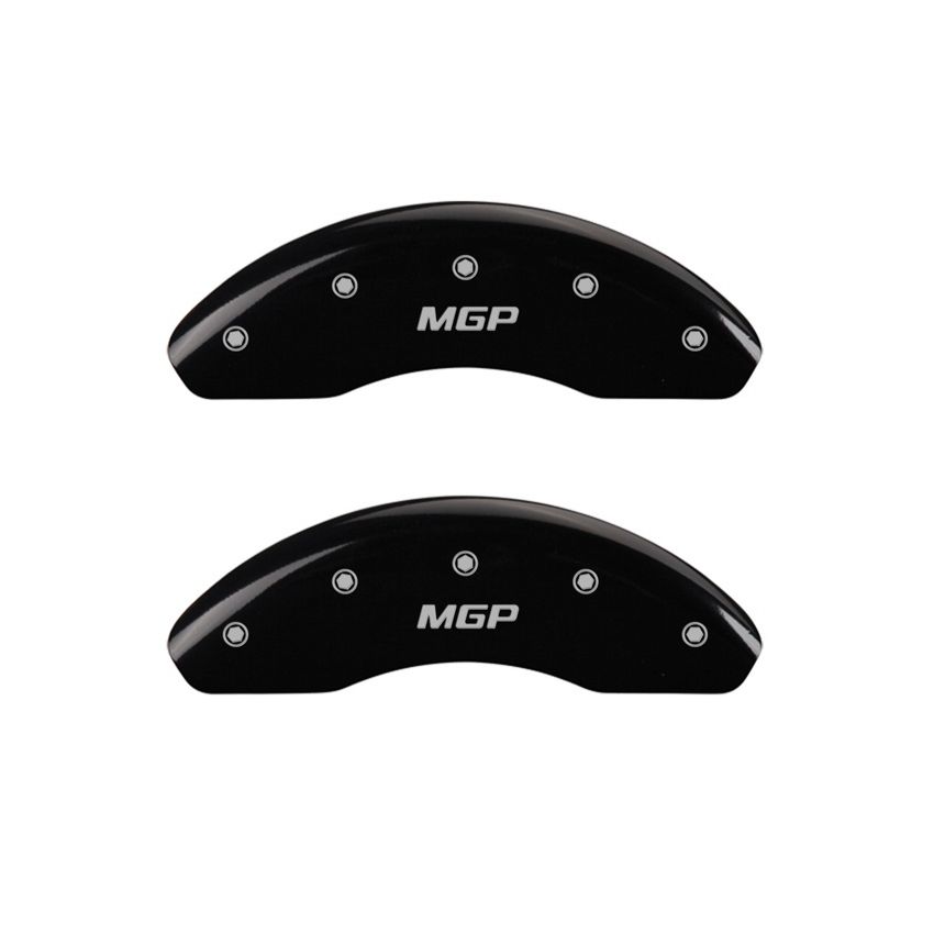 MGP 31001FMGPBK Front set 2 Caliper Covers Engraved Front  Black finish silver ch