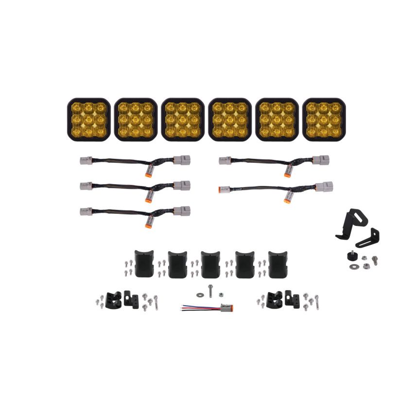 Diode Dynamics DD7257 SS5 Pro Universal CrossLink 6-Pod Lightbar - Yellow Driving