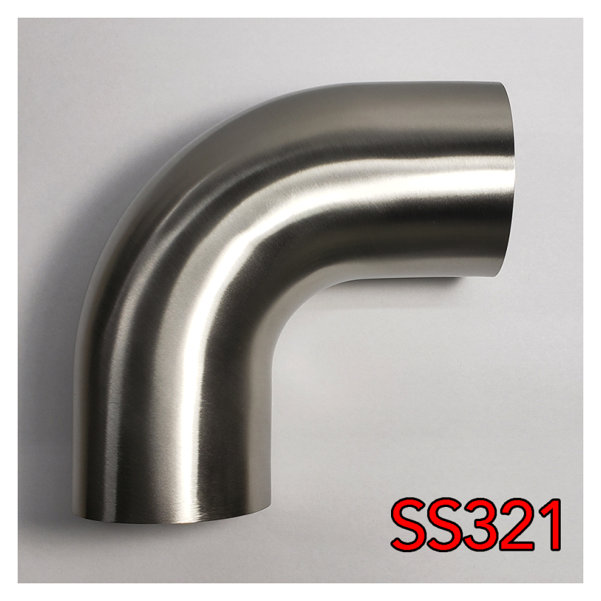 Stainless Bros 701-06356-4100 2.5in SS321 90 Deg Mandrel Bend Elbow - 1D Radius 16GA/.065in Wall (Leg)