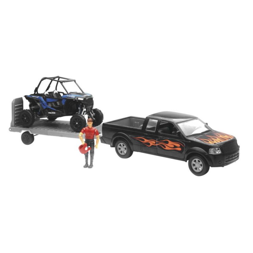 New Ray Toys SS-37426E Pickup with Polaris RZR XP1000 and Figurine Set/ Scale - 1:18