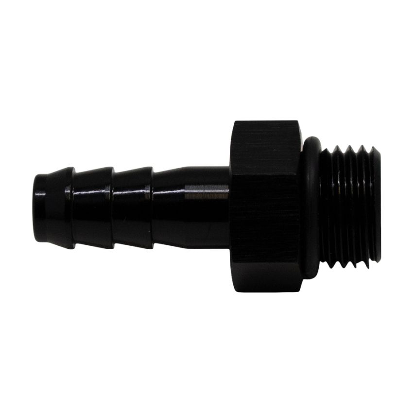 DeatschWerks 6AN ORB Male to 5/16in Male Triple Barb Fitting (Incl O-Ring) - Anodized Matte Black
