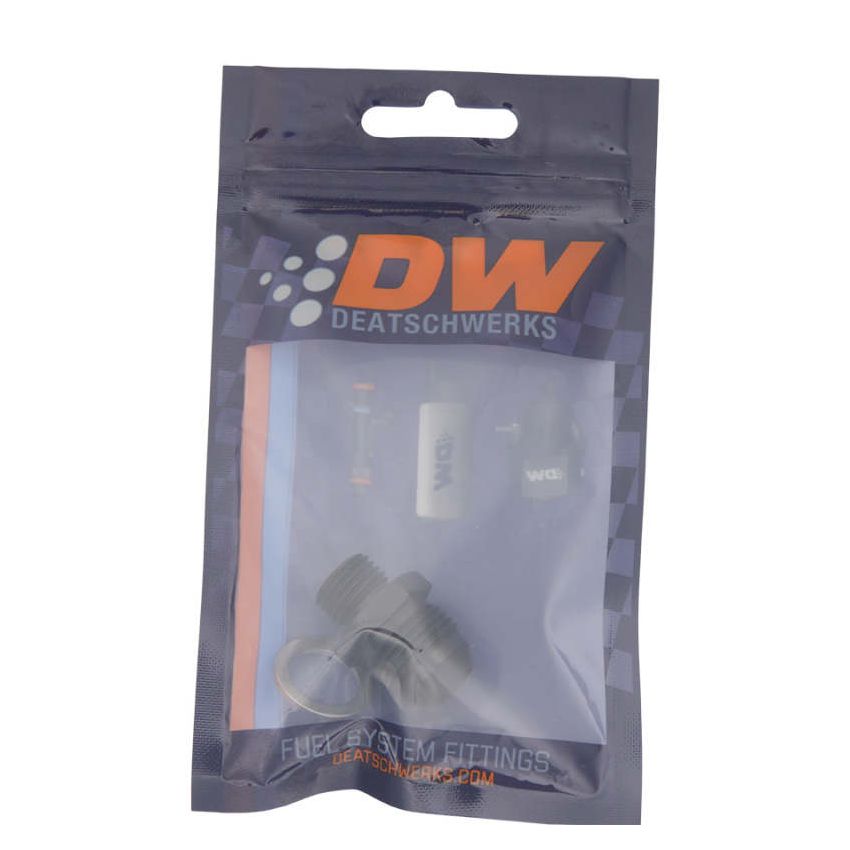 DeatschWerks 8AN Male Flare to M14 X 1.5 Male Metric Adapter (Incl Washer) - Anodized Matte Black