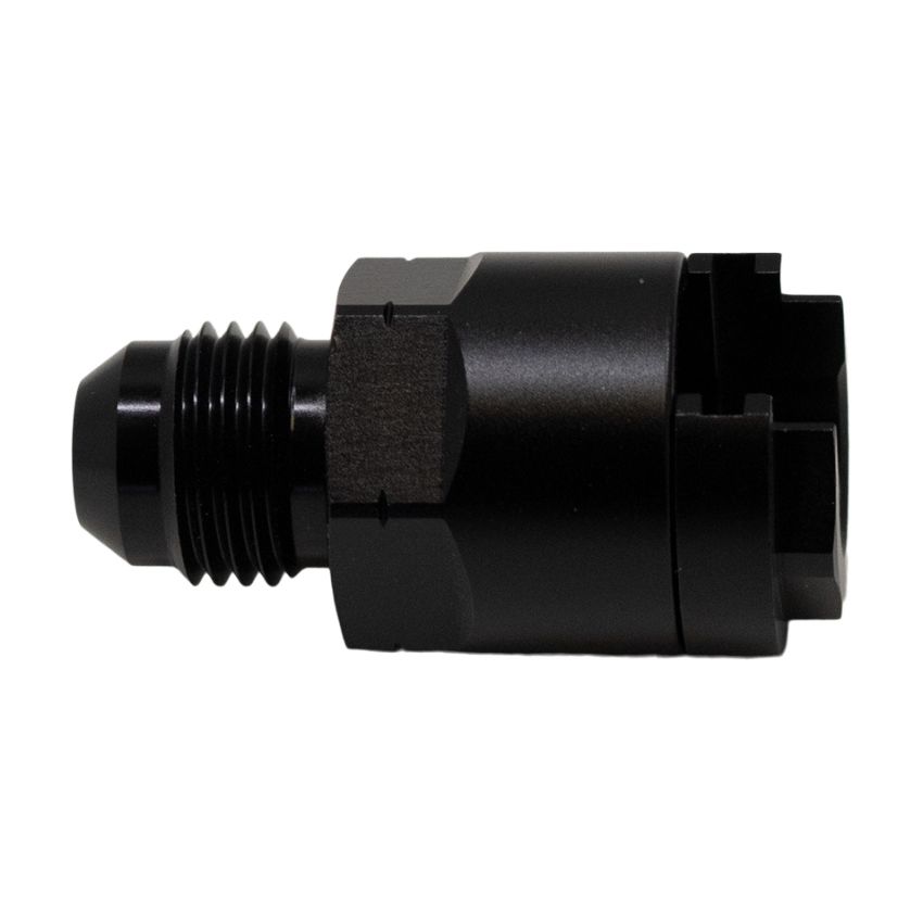 DeatschWerks 6AN Male Flare to 3/8in Female EFI Quick Connect Adapter - Anodized Matte Black