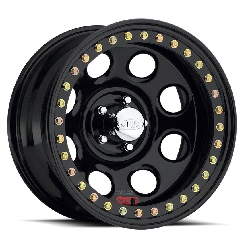 Raceline RT81 Rock 8 15x10in / 5x114.3 BP / -44mm Offset / 83.82mm Bore - Gloss Black Beadlock Wheel
