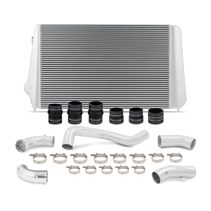 Mishimoto MMINT-DMAX-17KSLP 17-19 GM L5P Duramax Intercooler Kit - Silver w/ Polished Pipes