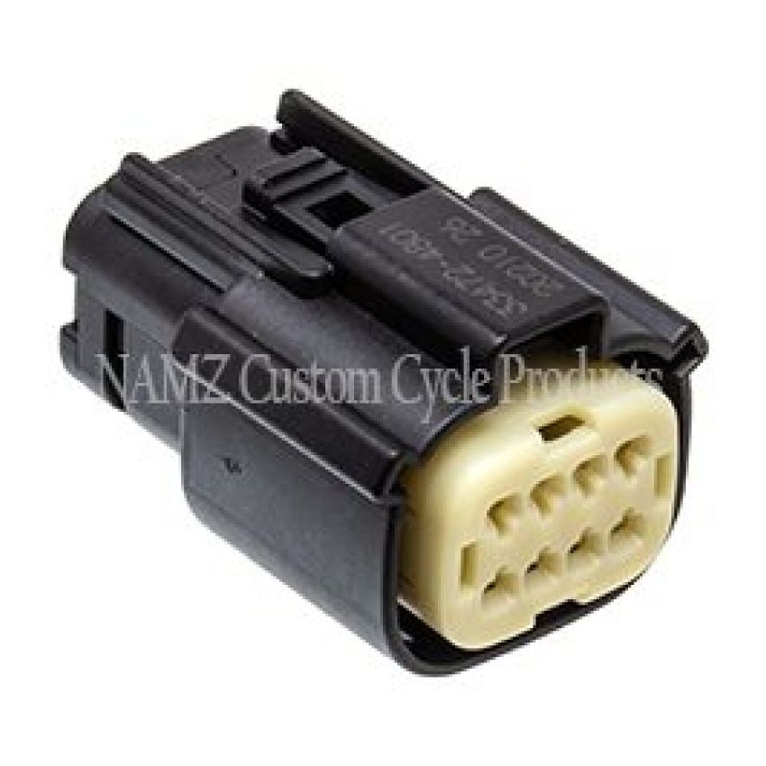 NAMZ NM-33472-0801 07-23 V-Twin VRSAW/CR/CX Models Molex MX-150 8-Position Female Connector - Blk (HD 72479-07BK)