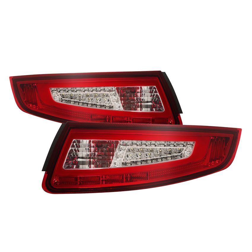 xTune Porsche 911 997 05-08 Light Bar LED Tail Lights - Red Clear ALT-ON-P99705V2-LBLED-RC