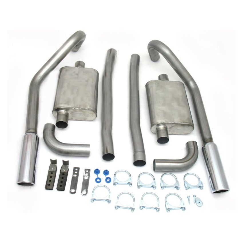 JBA 40-2654 65-70 Ford Mustang 260-428 409SS Dual Turn Down Under Rear Valance Header Back Exhaust