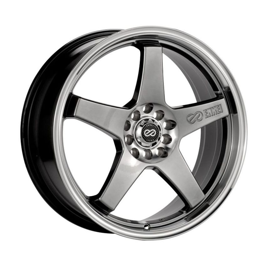 Enkei 446-770-0145HB EV5 17x7 4x100/114.3 45mm Offset 72.6 Bore Diameter Hyper Black w/ Machined Lip Wheel