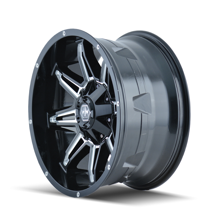 Mayhem 8090 Rampage 18x9 / 6x135 BP / 18mm Offset / 106mm Hub Black w/ Milled Spokes Wheel