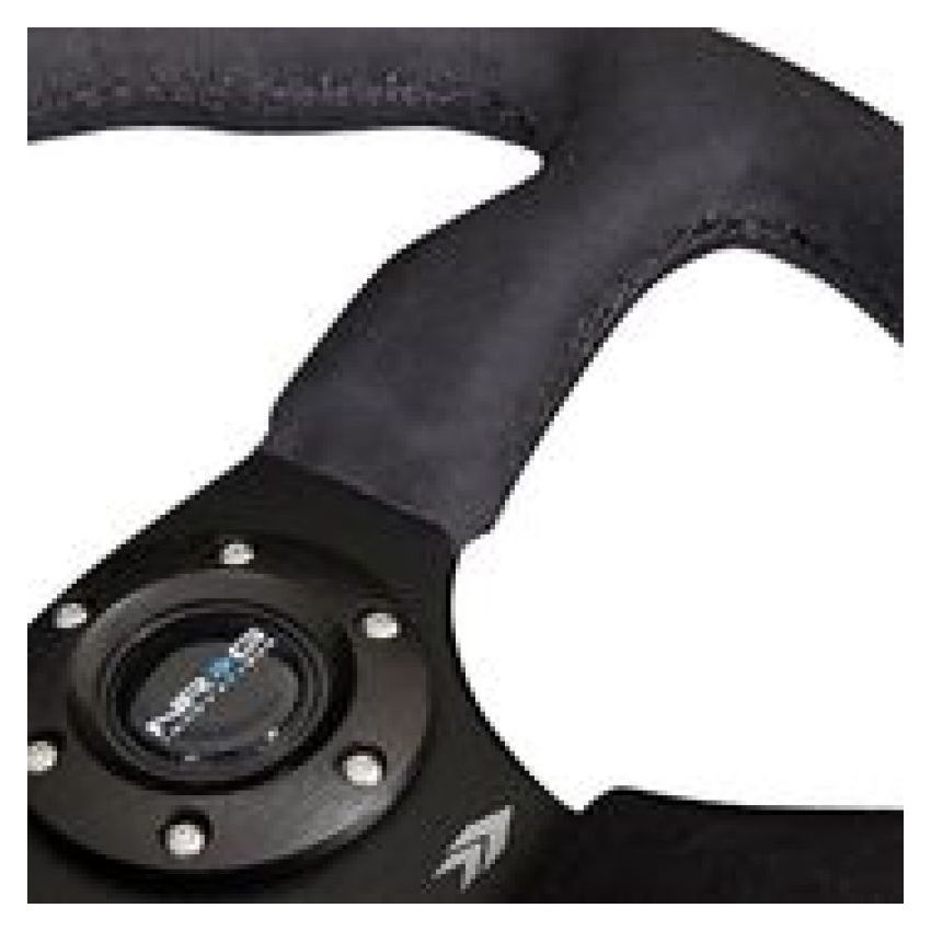 NRG Reinforced Steering Wheel (350mm / 2.5in. Deep)Blk Alcantara Comfort Grip w/4mm Matte Blk Spokes