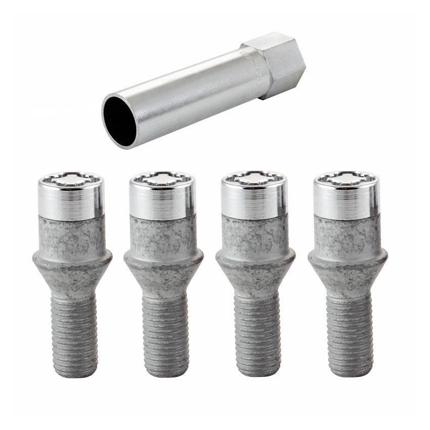 McGard Wheel Lock Bolt Set - 4pk. (Tuner / Cone Seat) M12X1.5 / 17mm Hex / 29.6mm Shank L. - Chrome
