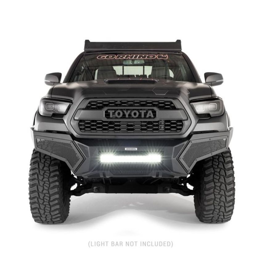 Go Rhino 343891T 16-21 Tacoma Element Front Bumper w/ Power Actuated Hide-away Light Bar Mount Tex Black