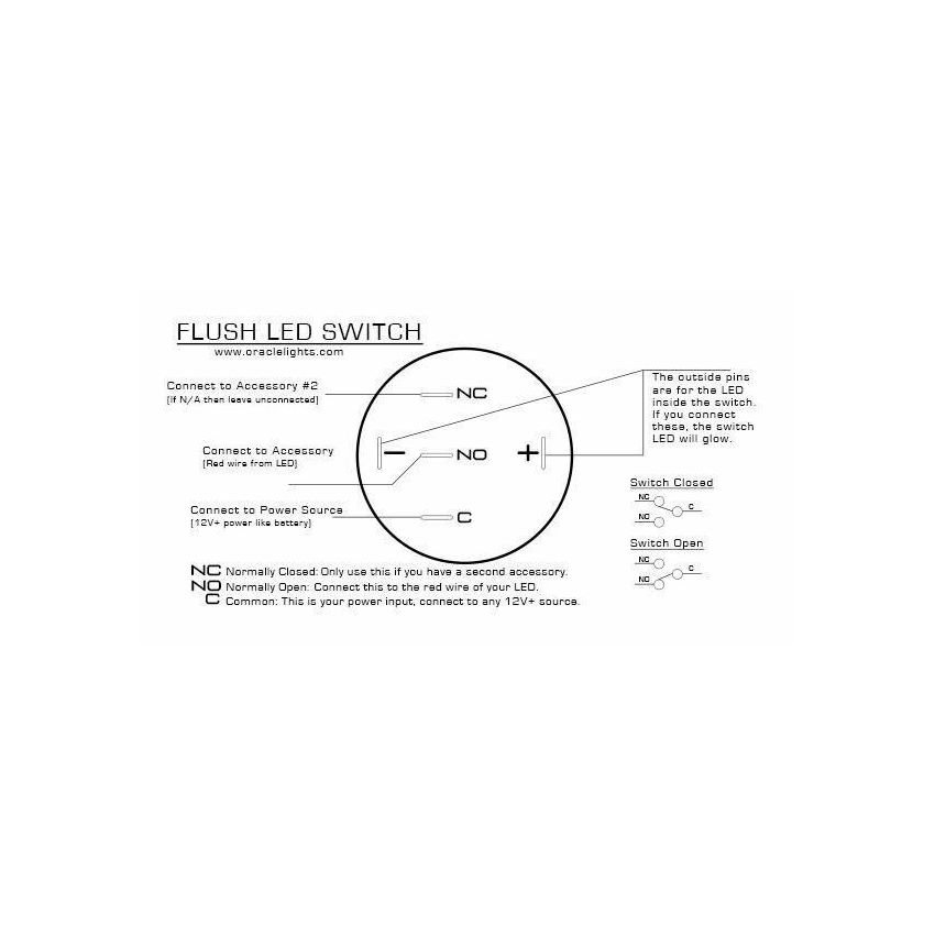 Oracle Lighting 2009-001 ORACLE Lighting Pre-Wired Power Symbol On/Off Flush Mount LED Switch