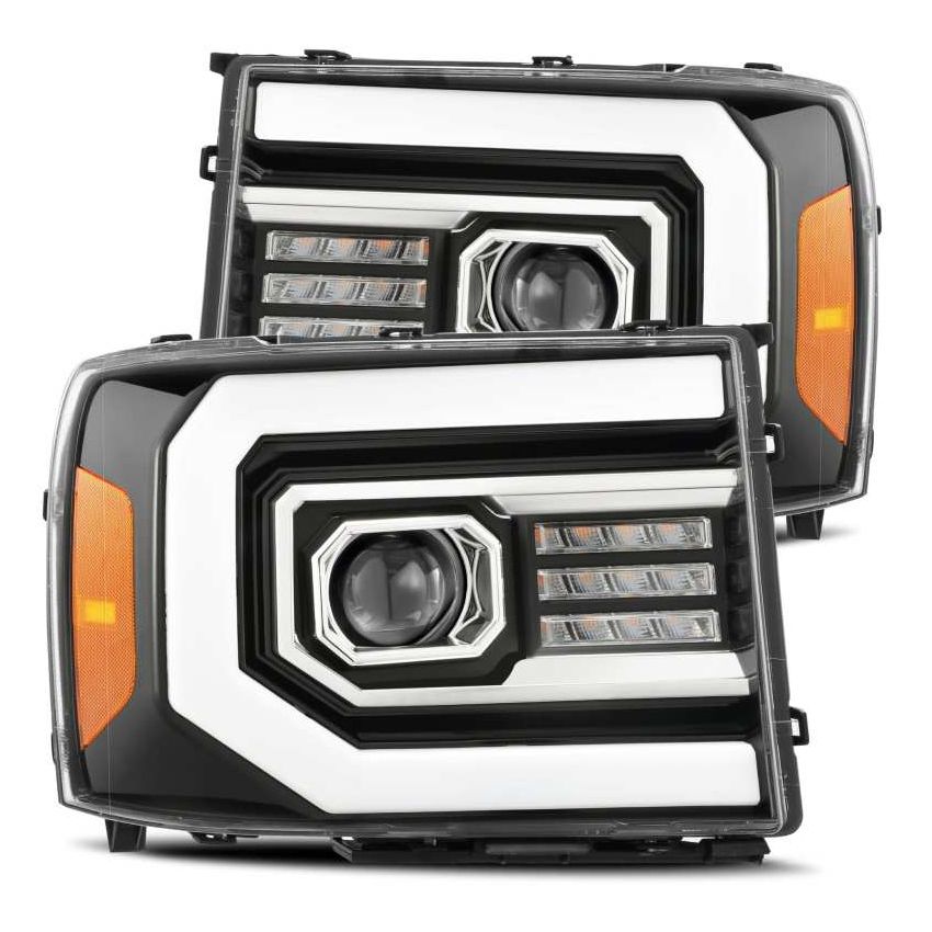 AlphaRex 880605 07-13 GMC 1500HD PRO-Series Proj Headlights Plank Style Gloss Blk w/Activ Light/Seq Signal