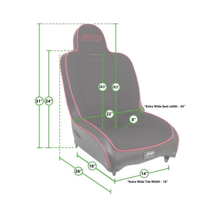 PRP Seats A100110-201 PRP Premier High Back Suspension Seat - Black Vinyl w/Silver PRP Logo