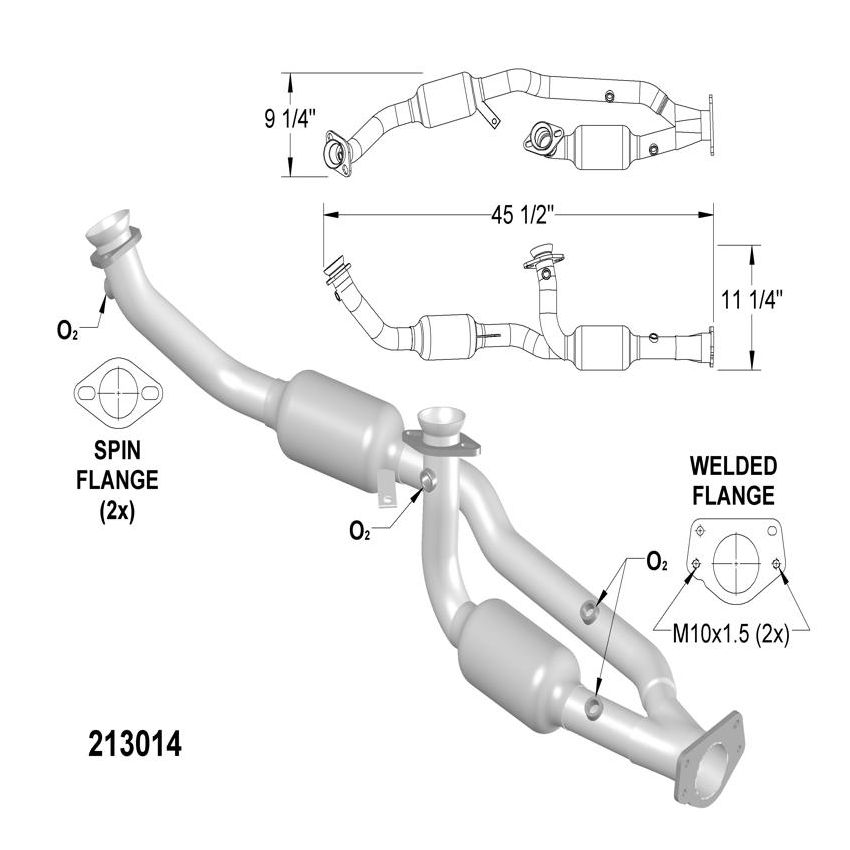 OEM Industries 213014 CATALYTIC CONVERTER AND PIPE ASSEMBLY