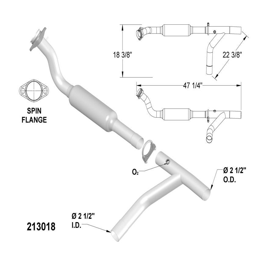 OEM Industries 213018 CATALYTIC CONVERTER AND PIPE ASSEMBLY