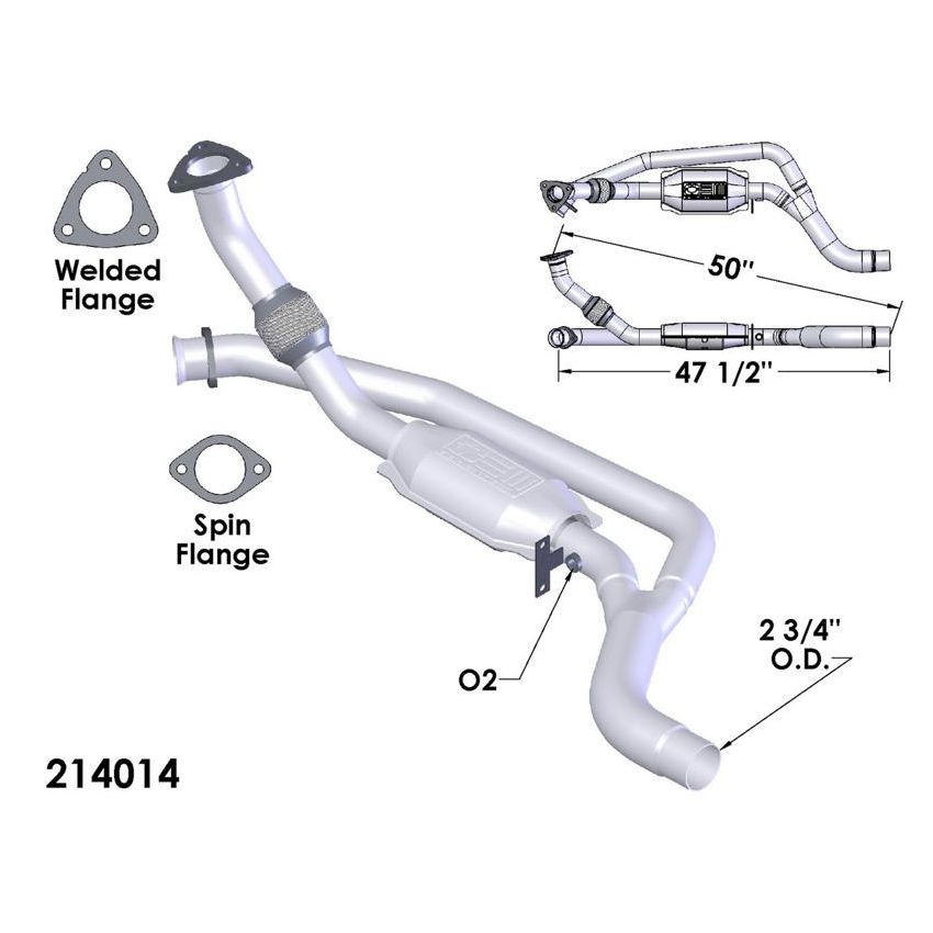 OEM Industries 214014 CATALYTIC CONVERTER AND PIPE ASSEMBLY