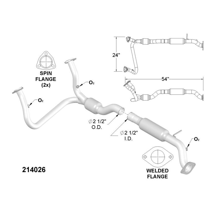OEM Industries 214026 CATALYTIC CONVERTER AND PIPE ASSEMBLY