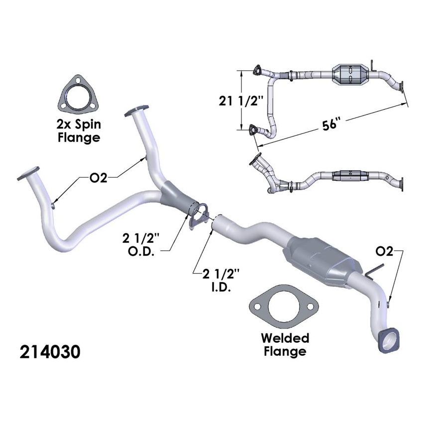 OEM Industries 214030 CATALYTIC CONVERTER AND PIPE ASSEMBLY
