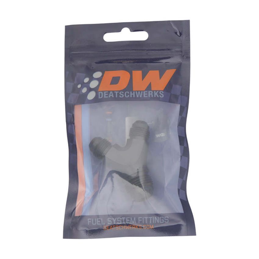 DeatschWerks 6AN Male Flare to 6AN Male Flare to 8AN Male Flare Y Fitting - Anodized Matte Black