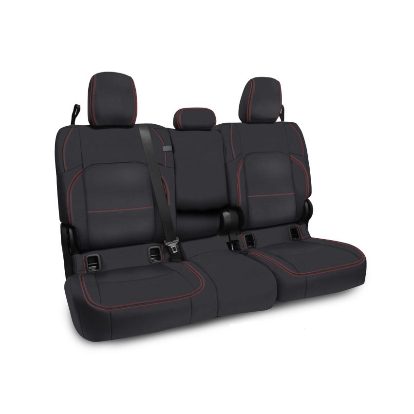 PRP 2020+ Jeep Gladiator JT Rear Bench Cover with Leather Interior - Black with Red Stitching