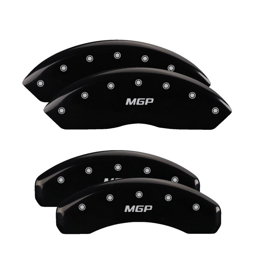 MGP 15206SMGPBK 4 Caliper Covers Engraved Front & Rear  Black finish silver ch