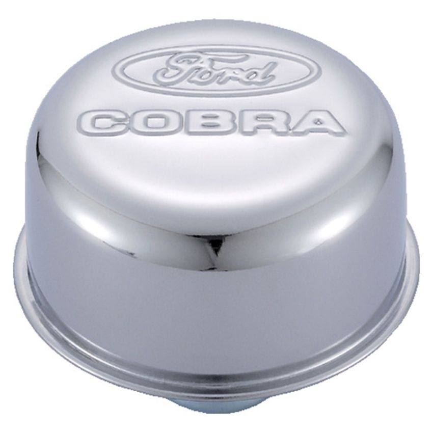 FORD FRD302-225 Chrome Steel Breather W/Ford Cobra Logo